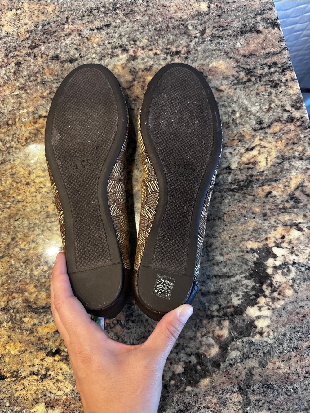 Coach Signature Canvas Ballet Flats with Dark Brown Leather Cap - Picture 5 of 5